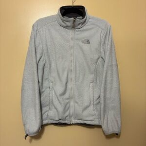 The North Face Osito Fleece Jacket Women L Gray White Full Zip